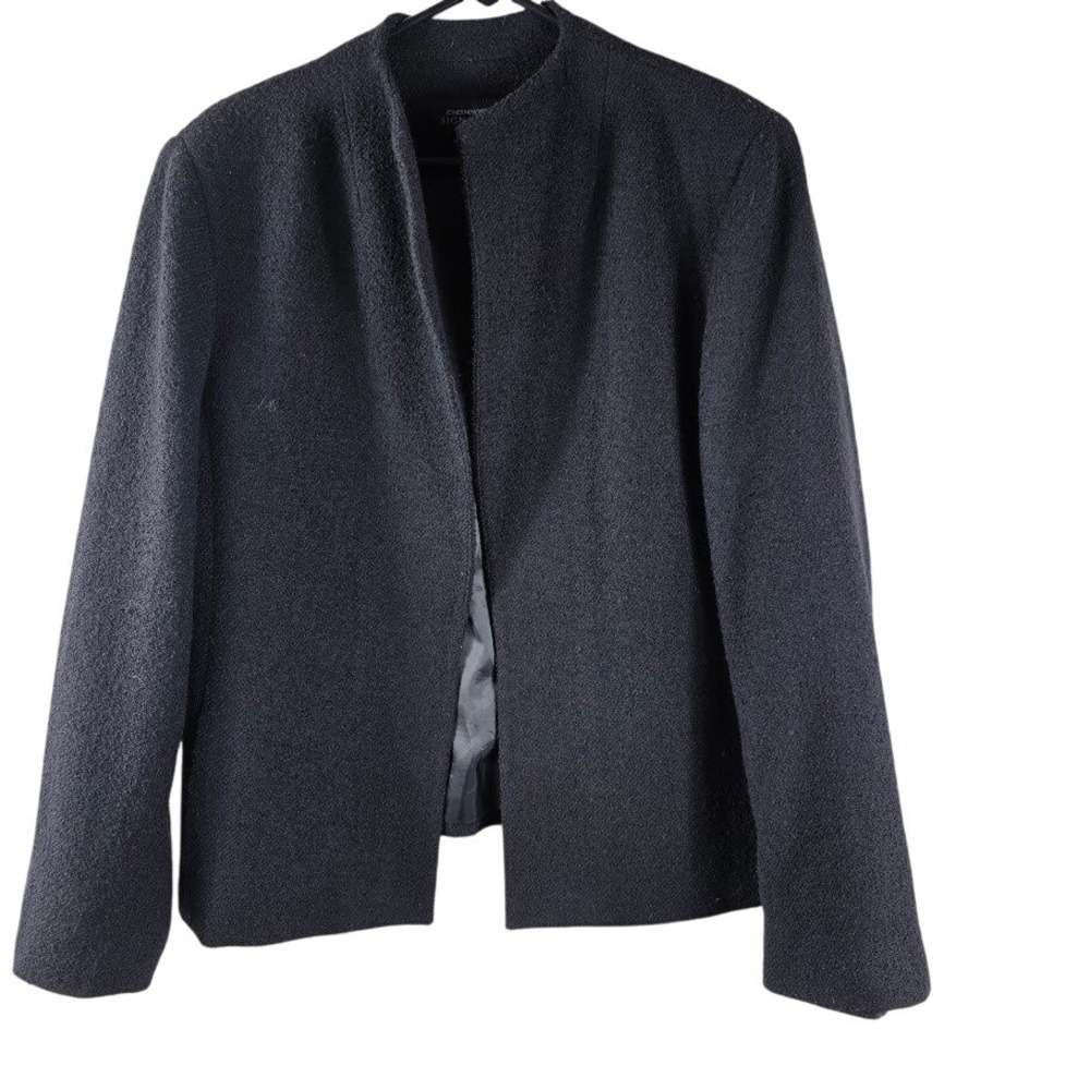 Jones Ny Women's XL Wool Jacket Tailored Textured Collarless Blazer